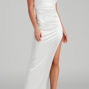 White maxi slit dress
